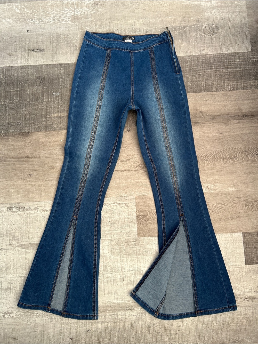 VENUS Dark Blue Flare Jeans with Front Panel Seams size 2